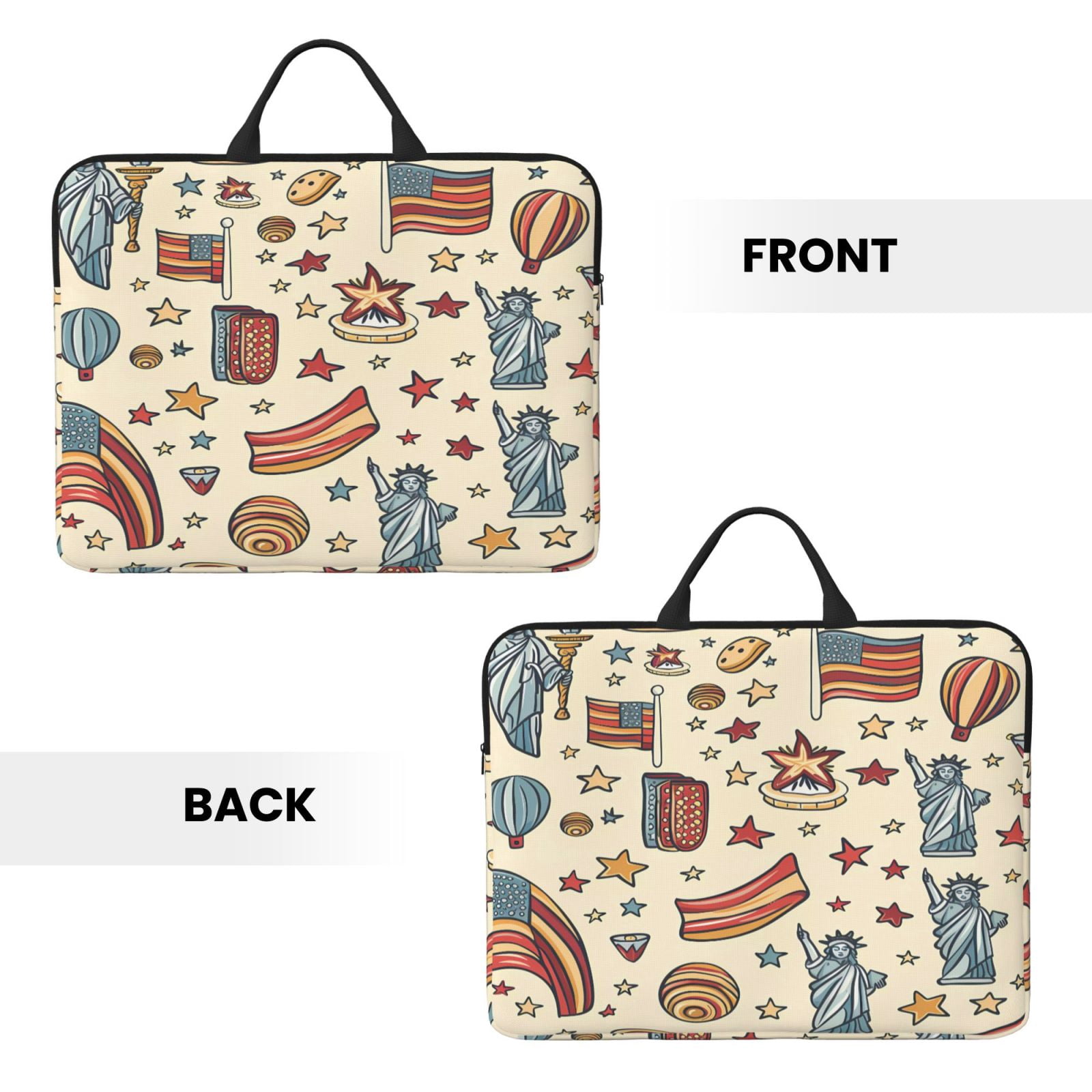 Laptop Sleeve Bag For Women Men 14inch Waterproof Durable Protective Computer Carrying Cover Handle Laptop Case Bag Independence Day Theme Elements Star (4)