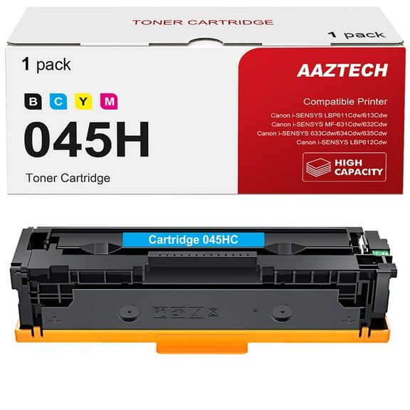 1-Pack Compatible 045H Toner Cartridge for Canon 045H 045 H Color imageCLASS MF634Cdw/MF632Cdw,imageCLASS LBP612Cd Printer Ink (Cyan)