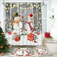 thumbnail image 2 of FRAMICS Merry Christmas Shower Curtain Sets with Rugs, 16 Pc Winter Cute Snowman Bathroom Sets, Xmas Silver Waterproof Fabric Bathroom Curtain Decor with Hooks, 2 of 8