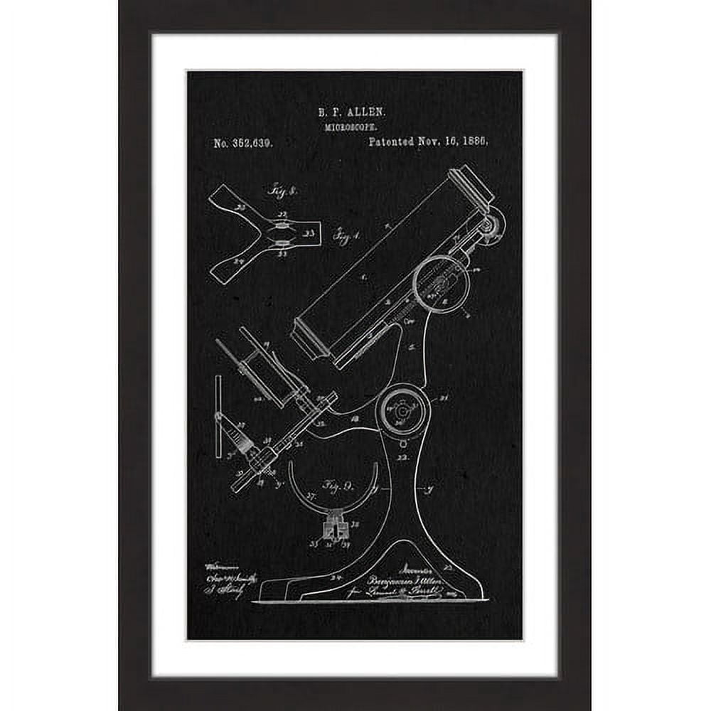 "Microscope 1886 Black Paper" Framed Painting Art Print, 16" x 1.5"