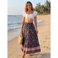 thumbnail image 5 of INSPIRE CHIC Women's Boho Skirts Floral Print Spring Summer Elastic Waist Casual Maxi Skirts XS Black, 5 of 7