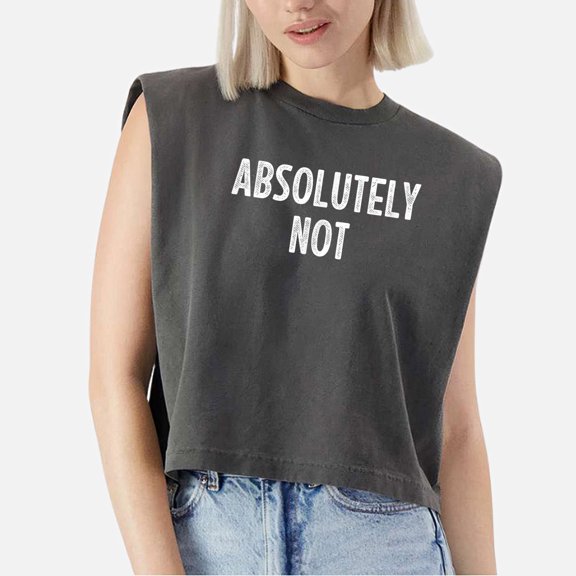 EcoLoom Retro Style Absolutely Not Cap Sleeve Muscle Crop Shirt Women Sleeveless Baby Tee