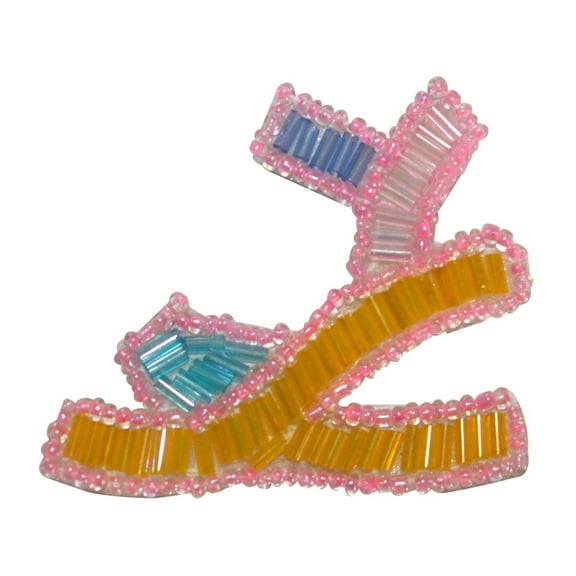 ID 8862 Sandal Beachwear Fashion Summer Shoe Heel Beaded Iron On Applique Patch