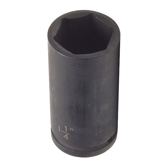 WESTWARD 1/2 in Drive Impact Socket Deep Socket, Black Oxide, Steel,1 3/8 in