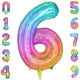 thumbnail image 1 of Globo de aluminio PatiCool Rainbow número 6 para fiesta de sexto cumpleaños, 1 of 6