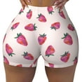 thumbnail image 2 of Lsque Hand Drawn Strawberry Pattern High Waisted Biker Shorts for Women-Tummy Control Fitness Athletic Workout Running Yoga Gym Shorts,Moisture-Wicking-, 2 of 9