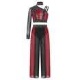 thumbnail image 4 of iiniim Girls Jazz Dance Colored Patch Party Wear Shiny Embellishment Modern Stage Contest Top with Pants Burgundy 16, 4 of 7