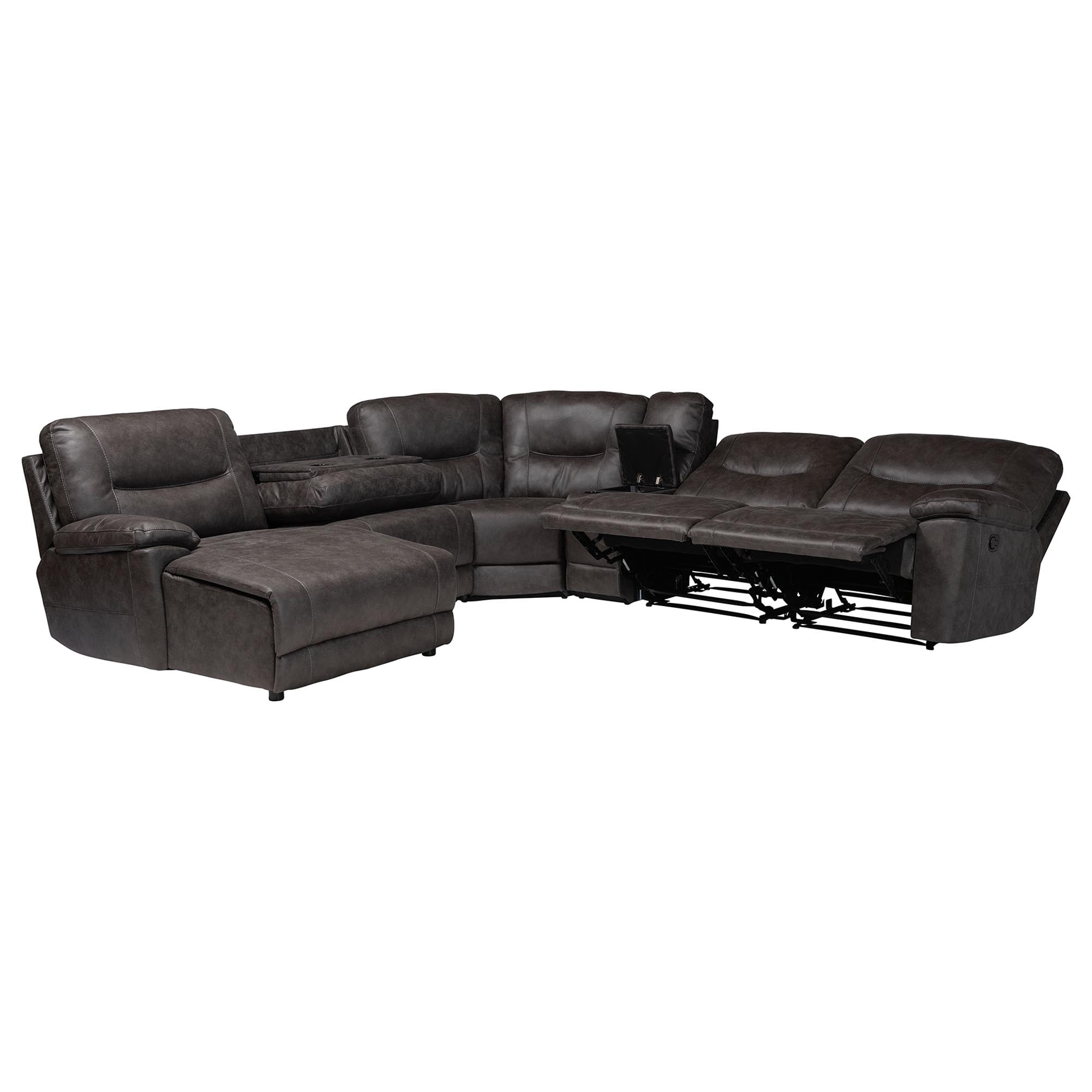 Baxton Studio Mistral Modern Modular Sofa, 6-Piece, Charcoal Grey