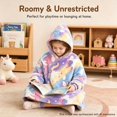thumbnail image 6 of Kids Glow in The Dark Hooded Blanket Hoodie, Oversized Wearable Blanket for Boys & Girls Flannel Fleece One Size Purple G0P, 6 of 7