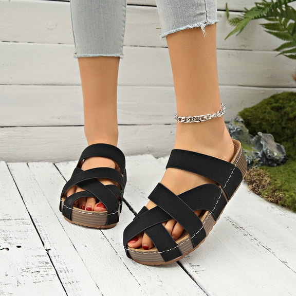 Clear Sandals for Women, Fashion Women Casual Round Head Slippers Comfy Beach Casual Shoes