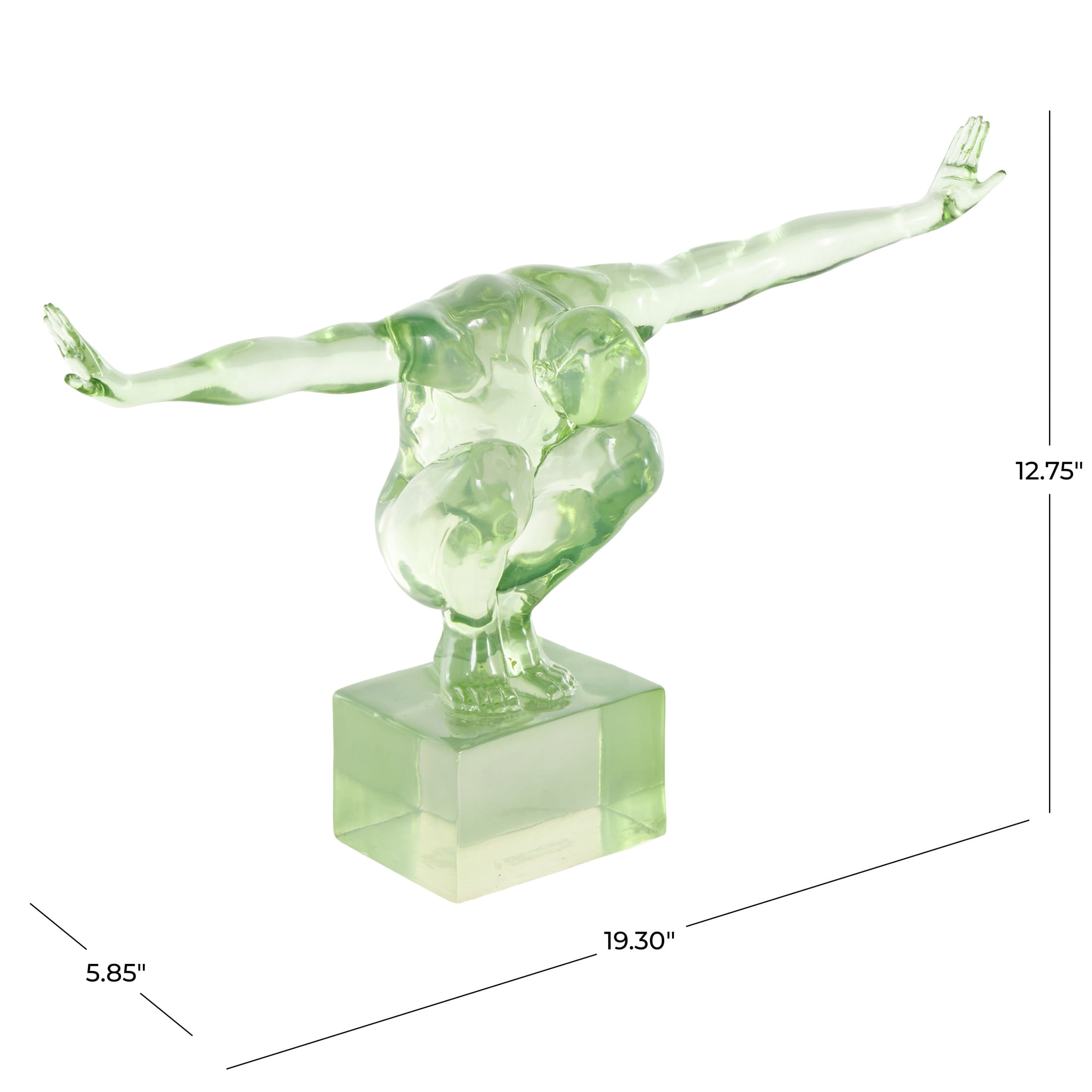 19" x 13" Green Resin Tinted Posing People Sculpture, by DecMode
