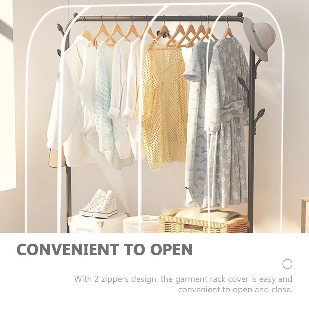 Clear Garment Rack Cover Clothes Rack Cover Hanging Clothes Storage Bag Waterproof Clothes Protector for Suits Coats Sweaters Shirts