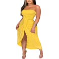 thumbnail image 2 of Women Strapless Dress  Solid Color Off-Shoulder Long  with Cropped Hem, 2 of 7