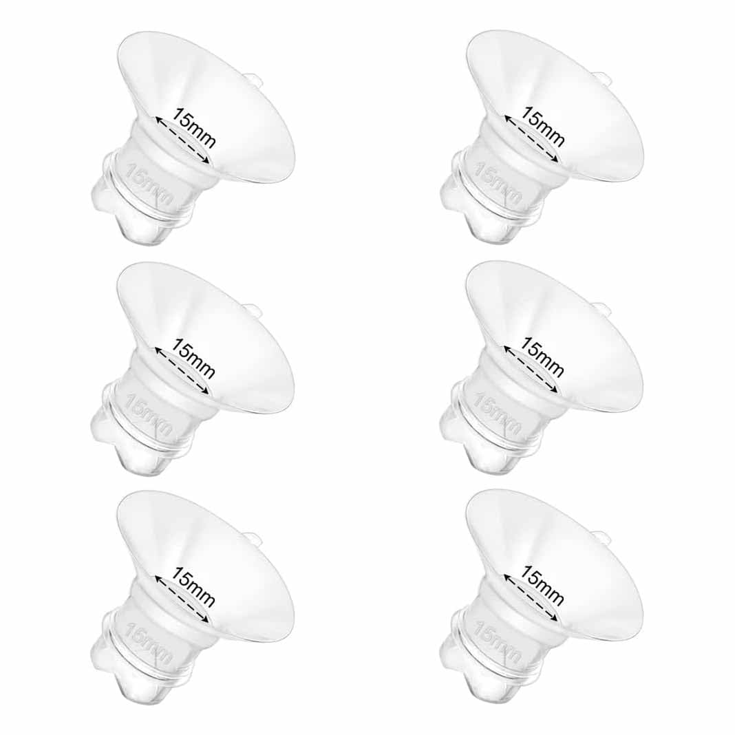 XIRQI 6Pcs Updated Silicone Flange Insert 15Mm Compatible with \ \ \ \ \ \ \ \ Breast Pump,For 24Mm Flange/Shield,Breastfeeding Essential Replacement Pump Part