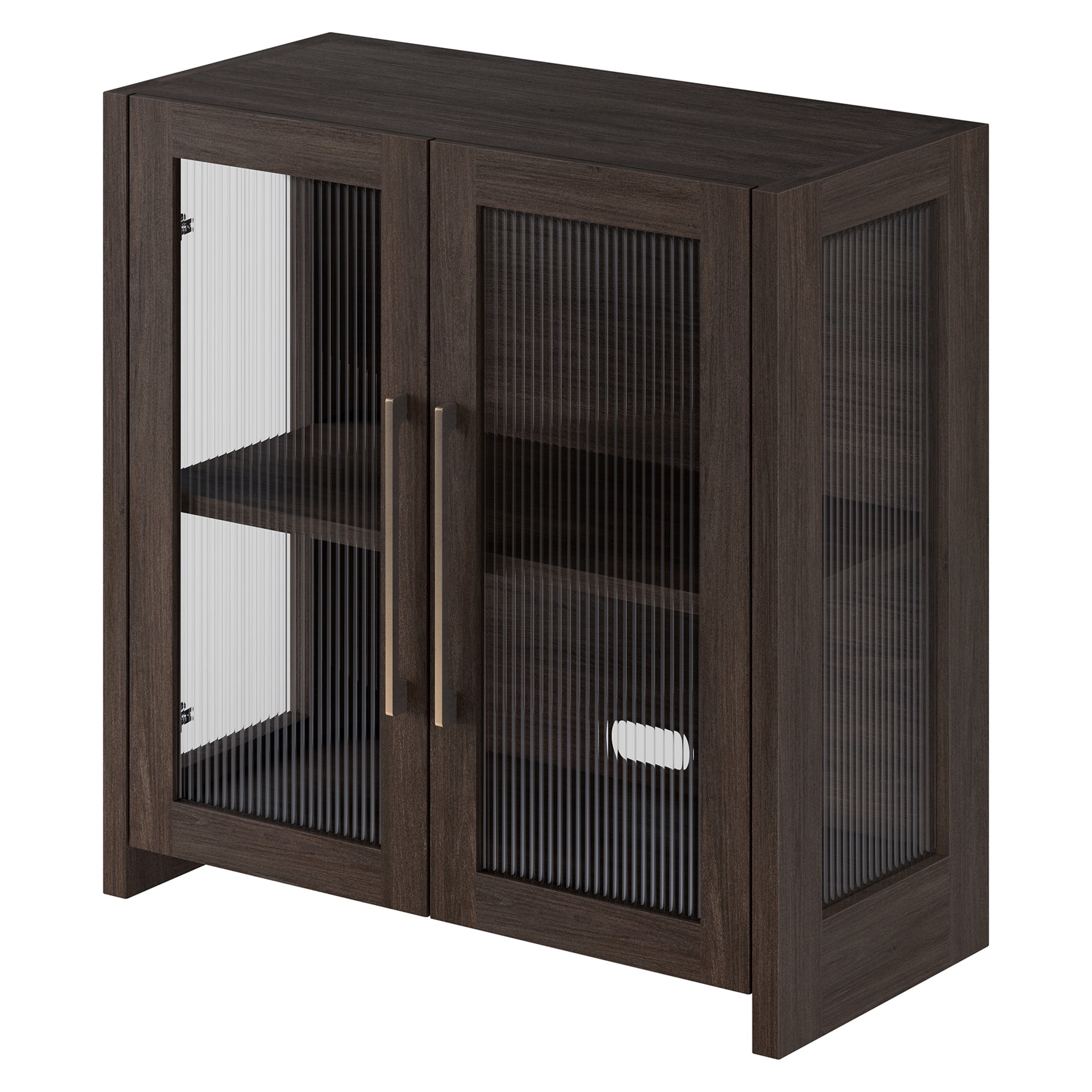 Evelyn&Zoe Modern/Contemporary 32" Wide Brown Oak Accent Cabinet