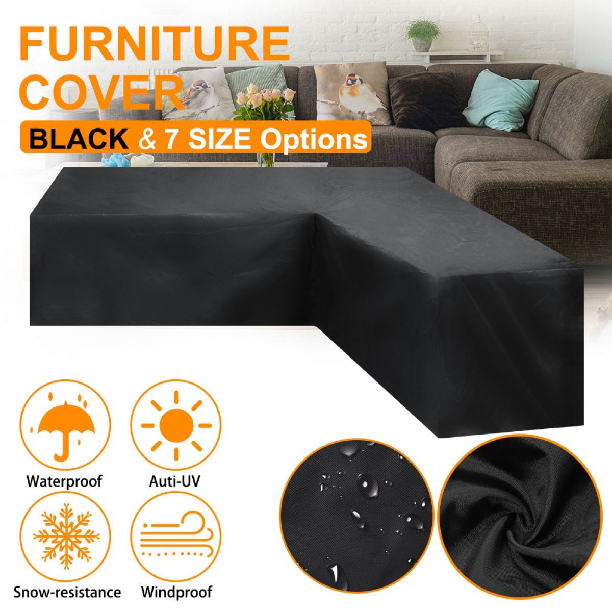 Outdoor Patio Furniture Covers Outdoor Patio Furniture Cover, L Shape Cover 210D Waterproof Corner Garden Rattan Sofa Protect Rain