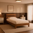thumbnail image 3 of Zimtown Twin Size Bed Frame,Solid Rubber Pine Wood Platform Bed Frame, Bedroom Bed with Headboard, Brown, 3 of 12
