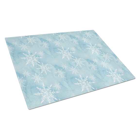 Caroline's Treasures Watercolor Snowflake on Light Blue Glass Cutting Board Large