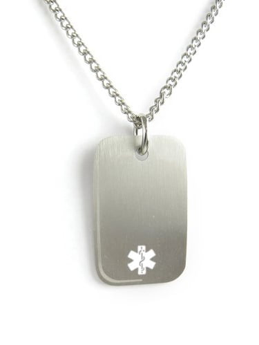 COPD Lung Disease Medical Alert Necklace Stainless Steel Chain Curb Dog Tag 