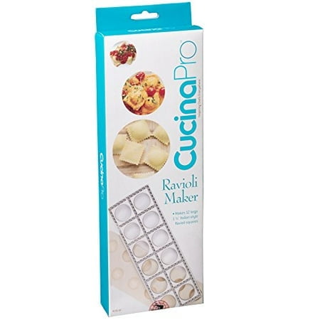Ravioli Maker by cucina Pro - Includes Tray and Press Tool - Makes 12 Italian, Authentic Raviolis at a Time, XL 1 34 Inch Squares, Easy to Use Pasta Maker Kit, Sturdy construction & great gift