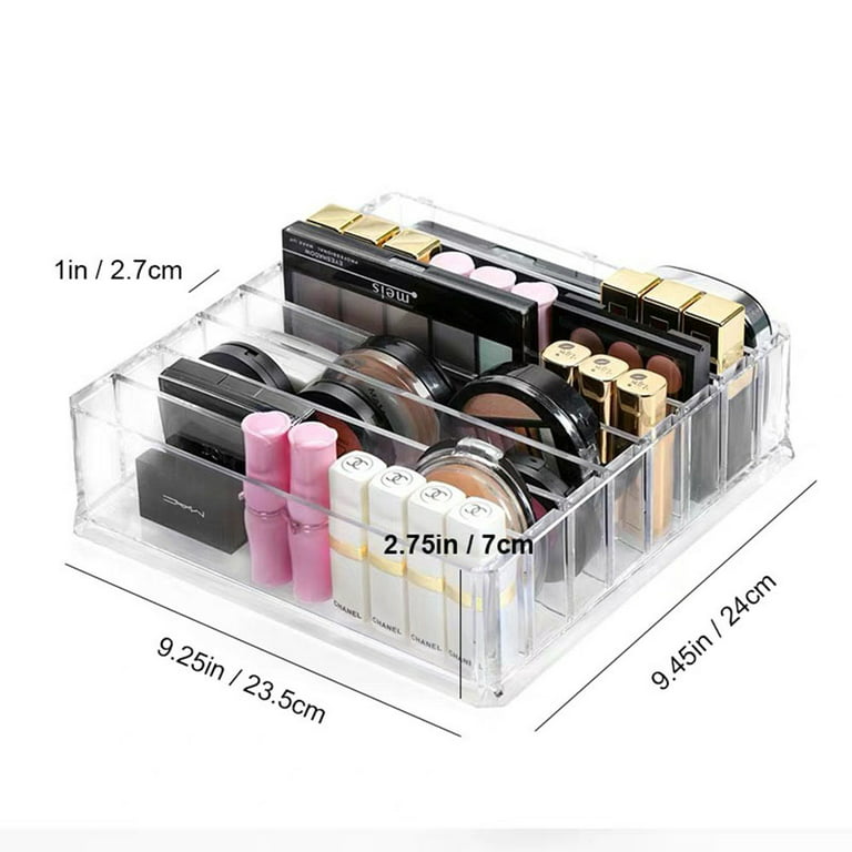 Glameow Big Acrylic Makeup Palette Organizer Transparent Cosmetic Storage Organizer w/Removable Dividers ,8 Slots, Size: Large