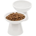 thumbnail image 1 of Cuenco de comida para gatos CEEFU 2, extra ancho, de cerámica levantada, blanco, 1 of 7