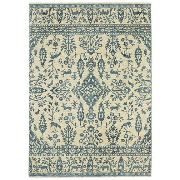Woven Trends Flormap FR07A - Traditional Classic Elegant Floral Pattern, Stain Resistant, Living Room, Bedroom, Office, Pet Friendly Polypropylene Area Rug in Blue - 10' X 13'