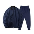 thumbnail image 2 of Men's Spring Fall Casual 2-Piece Set, Outdoor Fitting Long Sleeved Jacket and Pants, For Daily Wear and Leisure Activities,Dark Blue,L, 2 of 8