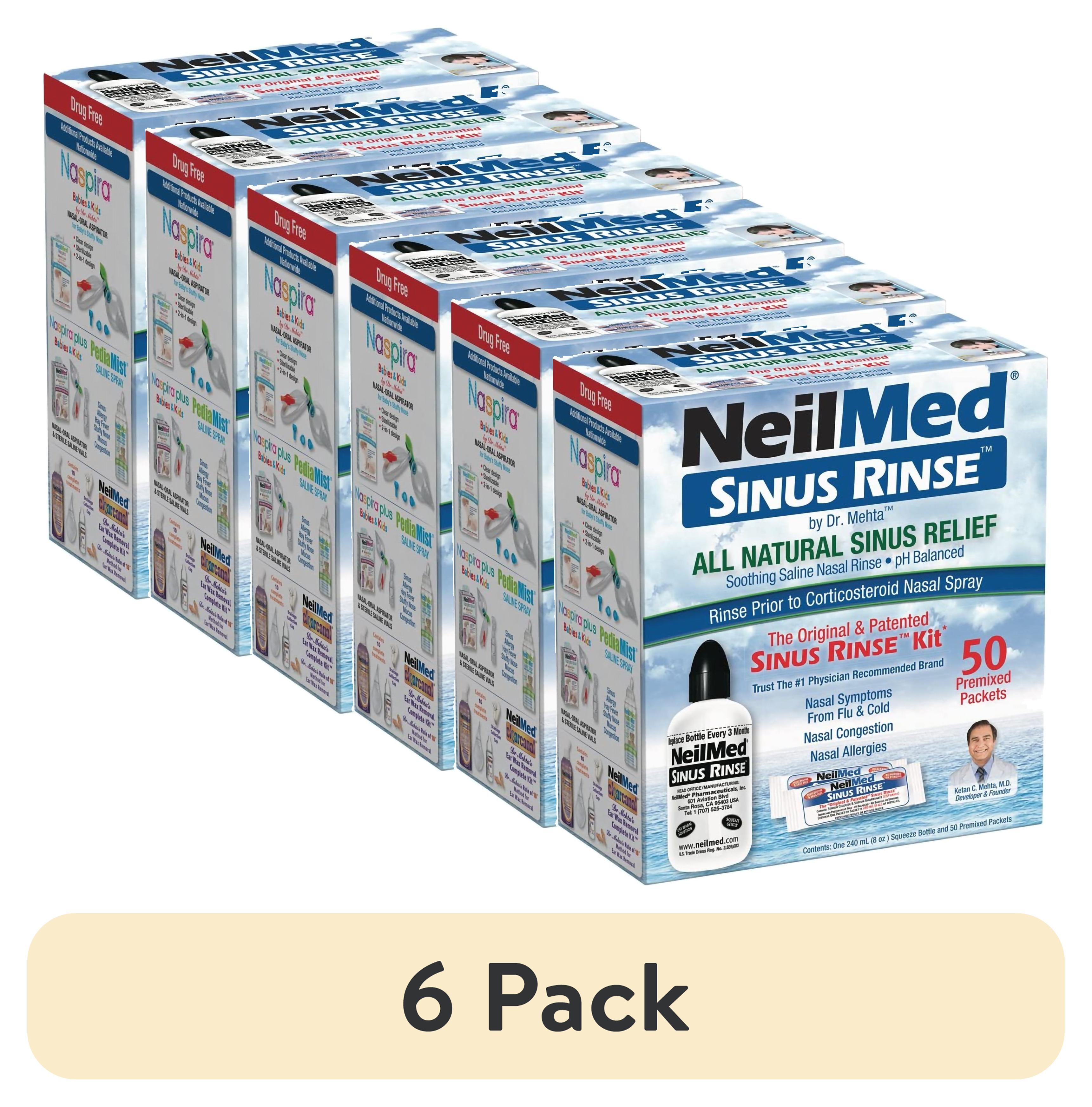 (6 pack) Neilmed Sinus Rinse Kit - All Natural Soothing Nasal Rinse - 1 Kit, 50 Packets
