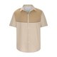 thumbnail image 5 of Playeras Elvqul para Hombre Playa Beige con Estampado de Bloques de Color Manga Corta Elástica Solapa Abotonada, 5 of 5