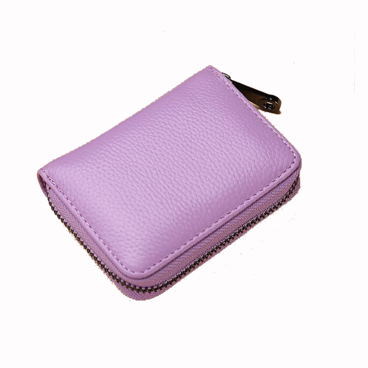 Purple Small Leather Bifold Wallet Around Zip Billfold Cute Women Zipp