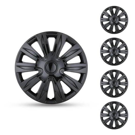 4Pcs/set Hubcaps Wheel Cover Replacement 15" Hub Caps Universal Wheel Rim Cover ABS Material Exterior Accessories Snap on Car Truck SUV (Black Lacquer)