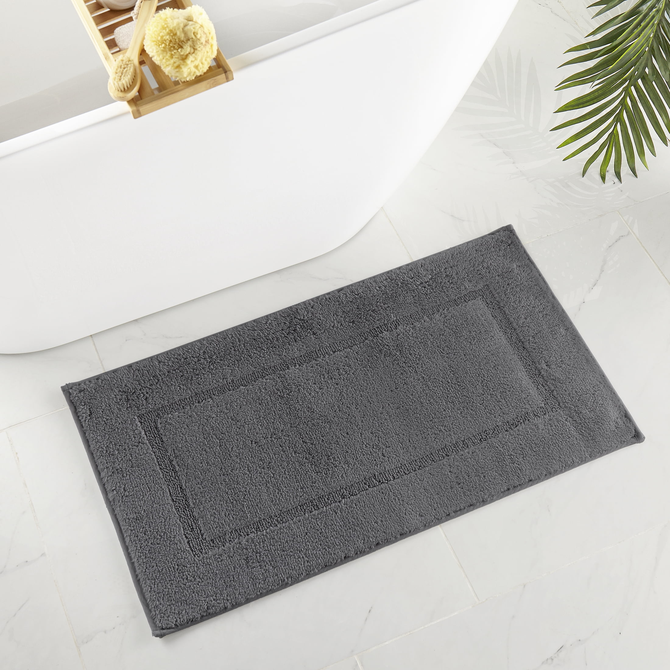 Hotel Style Organic Cotton Luxury 2-Piece Bath Rug Set, Charcoal Sky