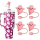 thumbnail image 1 of Bonitas tapas con forma de fantasma para pajitas, compatibles con Stanley Cup de 30 y 40 oz, 4 pajitas reutilizables de silicona, accesorios divertidos para vasos, 1 of 5