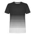 thumbnail image 5 of VSSSJ Mens Summer T-Shirt Short Sleeve Casual Gradient Striped Printed Tops Lightweight Loose Crewneck Gym Workout Pullover Shirts Black M, 5 of 5