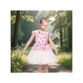 thumbnail image 2 of Sunny Fashion Girls Floral Peplum Dresses With Tulle, Pink And White Short Cap Sleeve, Knee Length 8 Years, 2 of 6