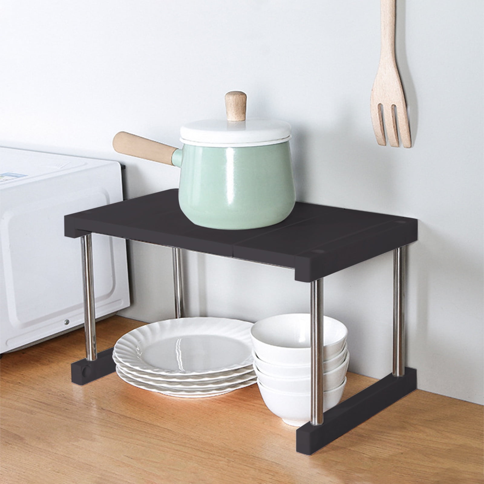 1Pcs Cabinet Shelf Expandable Height Adjustable Organizer Riser for Kitchen Cabinet Pantry Cupboard Under Sink Countertop Organization Storage Space Saver Stackable Heavy Duty Metal,Bathroom