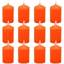 NestE - 12 Pack 2x3 Hand Poured Orange Dripless Pillar Candles, Soy Candles,Non-Toxic, Unscented, Smokeless, Long Burning, for Emergency, Halloween, Thanksgiving, Weddings, Dinner Parties, Home Decor