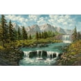 thumbnail image 2 of Ada-Kris 24x17 Gold Ornate Wood Framed with Double Matting Museum Art Print Titled - WATERFALL I, 2 of 4