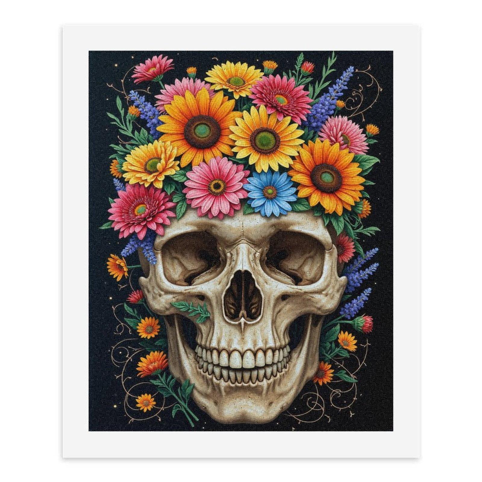 Paint By Numbers Kit for Adults Beginner - DIY Floral Skull Art Vibrant Design Canvas Painting Kits for Adults, Frameless Paint By Number for Adults for Home Wall Decor 16x20 Inch