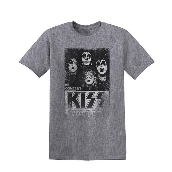 KISS Men's T-Shirt Concert Tonight Short Sleeve Crewneck Tee (Medium, Heather Grey)