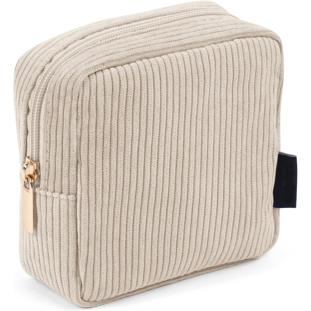 Bolsa de Maquillaje Pequeña de Pana Cosmetiquera para Mujer Bolsa de Cosméticos de Viaje Bolsas Esenciales con Compartimentos