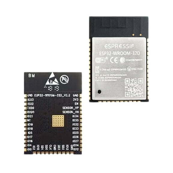 Pack of 2 ESP32-WROOM-32D-N8 Bluetooth, WiFi 802.11b/g/n, Bluetooth v4.2 EDR, Class 1, 2 and 3 Transceiver Module 2.4GHz ~ 2.5GHz Integrated, Trace Surface Mount :RoHS