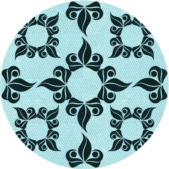 Ahgly Company Machine Washable Indoor Round Transitional Electric Blue Area Rugs, 7' Round