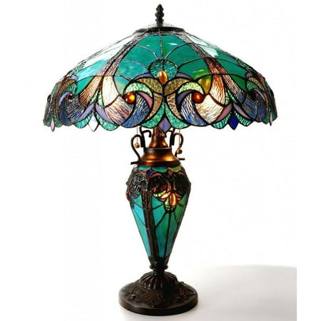 - Chloe Tiffany Style Halston Double Lit 2+1 Light Table Lamp