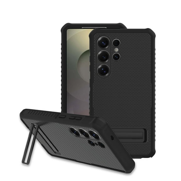 onn Rugged Phone Case with Kickstand for Samsung Galaxy S25 Ultra - Black
