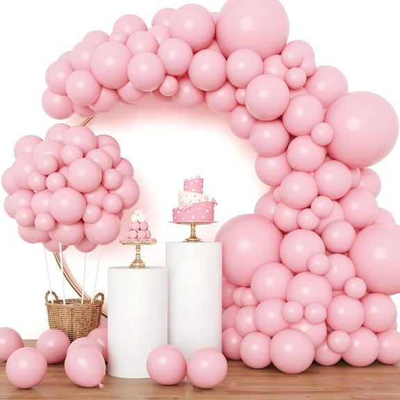 BESTSKY Pink Balloons 129pcs Light Pastel Pink Balloon Different Sizes 18 12 10 5 Inch for Garland Arch Birthday Party Baby Shower Gender Reveal Wedding Anniversary Easter Decoration