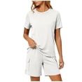 thumbnail image 5 of Mifsaly Cotton Sets for Women 2 Piece Summer Short Sleeve Crewneck T-Shirt and High Waisted Cargo Shorts with Pockets Matching Lounge Outfits White,XL, 5 of 6