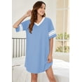 thumbnail image 2 of Ekouaer Women's Nightgown Cotton Sleep Shirt V Neck Short Sleeve Loose Comfy Pajama Sleepwear, 2 of 6