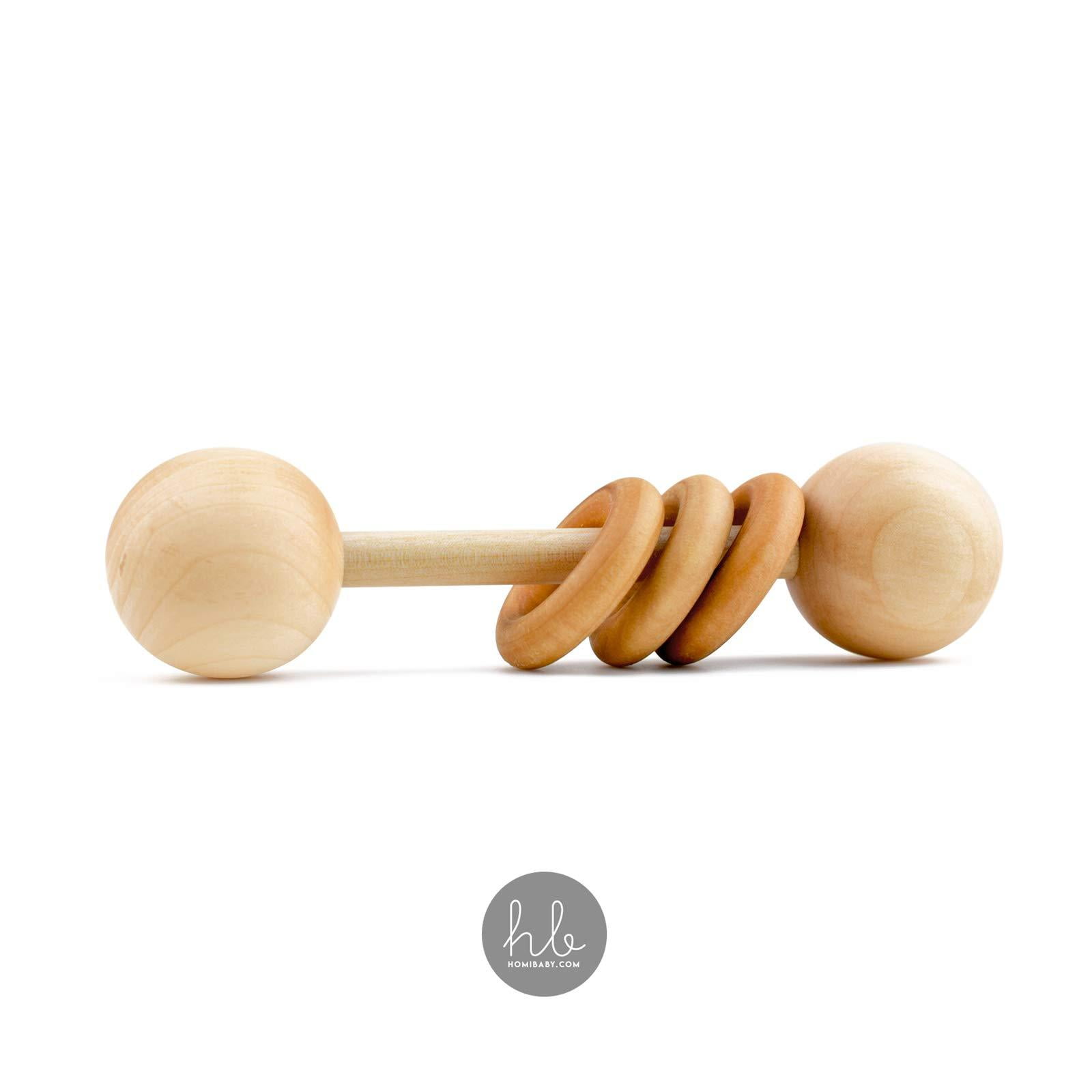 Wooden Montessori Rattle Drum Baby Teether Grasping Sensory Development Toy 